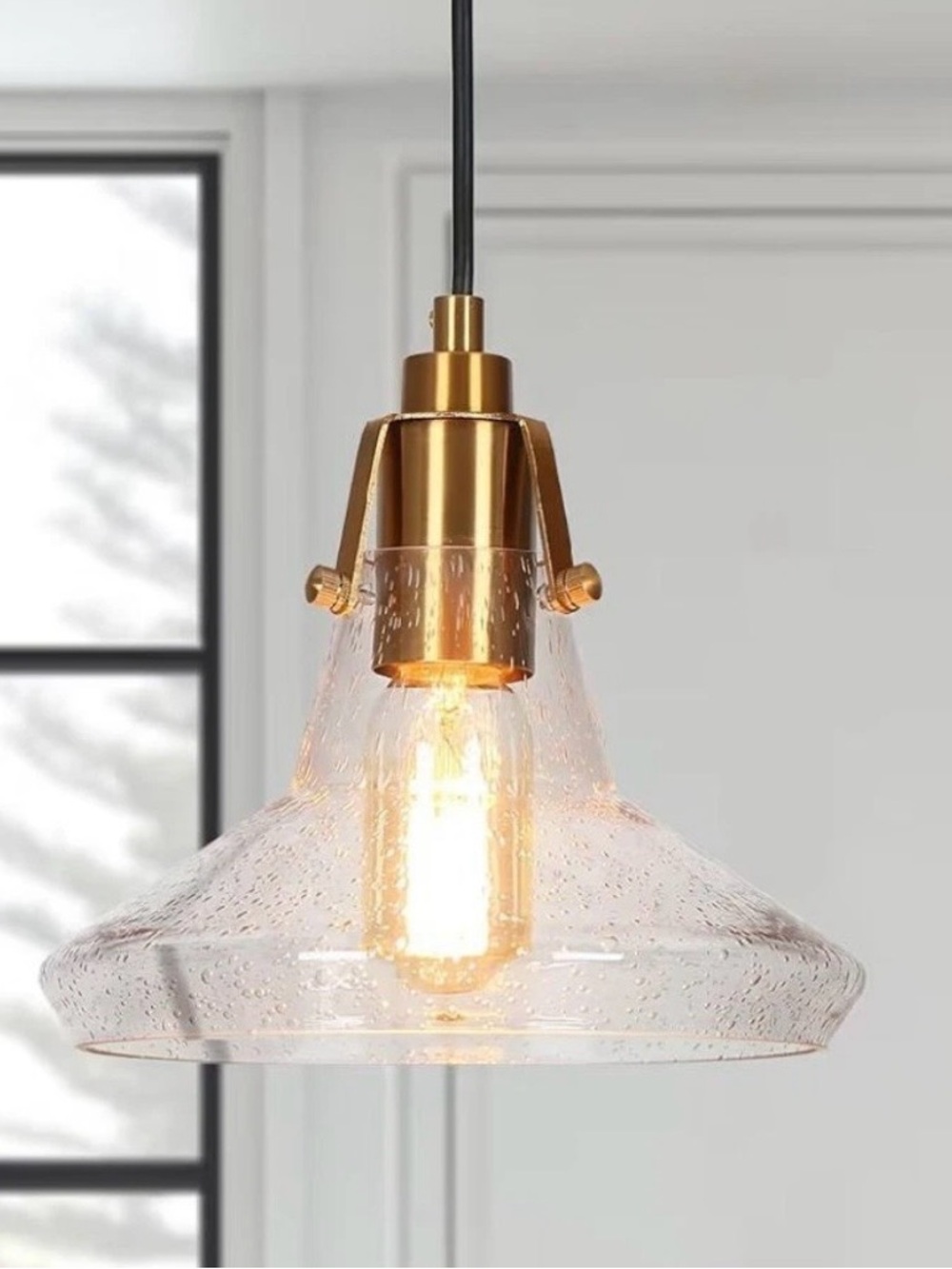 Modern Pendant Light Fixture - Gold & Clear Glass